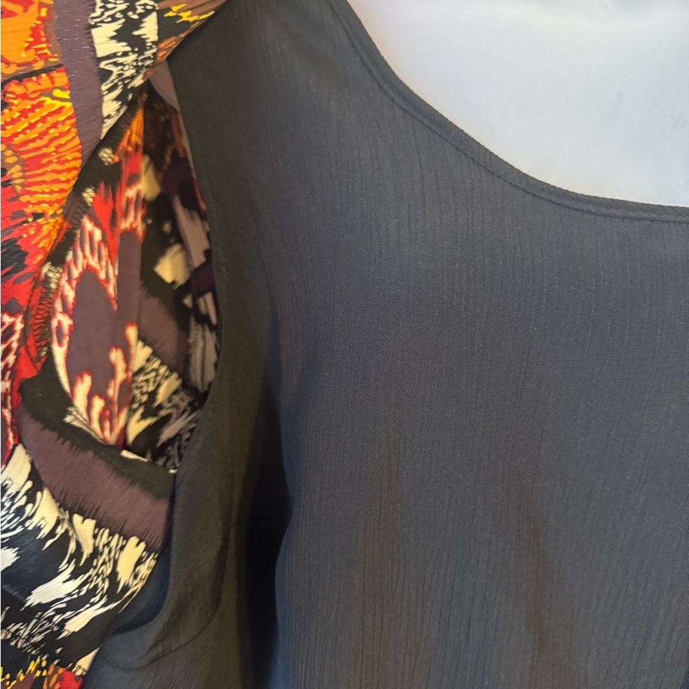 George Multi-Color Patterned Open Front Jacket - Black, Rust, Cream - Picture 3 of 9